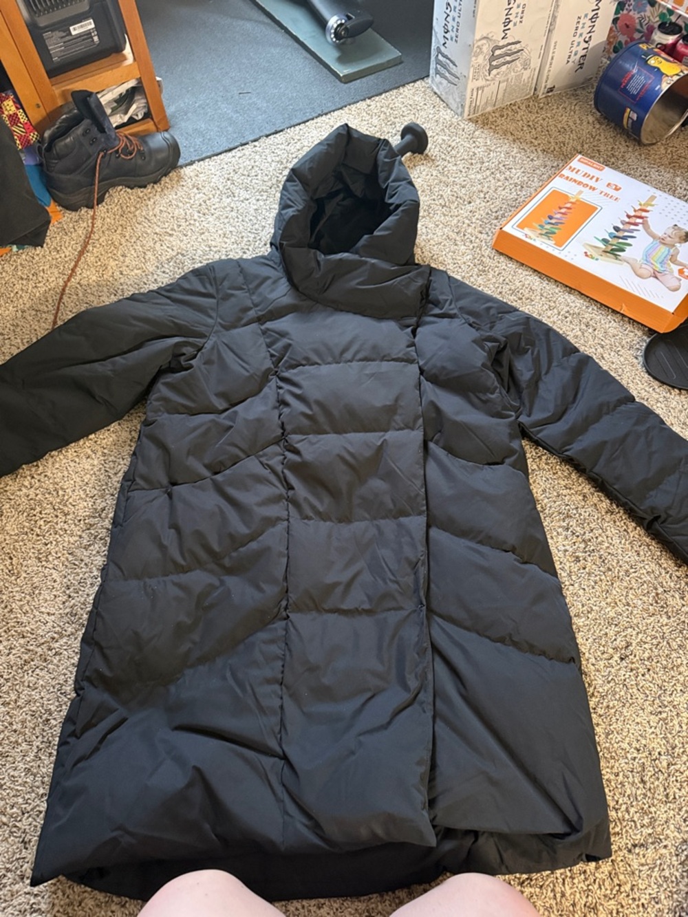 EMS Cozy Wrap II Women’s Extreme Down Jacket — Black Hooded Puffer Coat Size 16 - Picture 8 of 8
